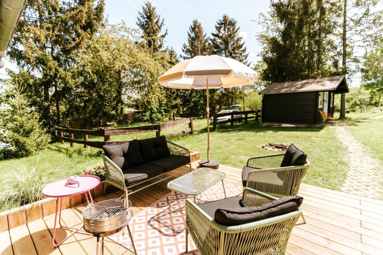 Wunderschoenes Chalet Mit Gaestehaus In Der Natur Mit Fass-Sauna Sangerhausen Bagian luar foto